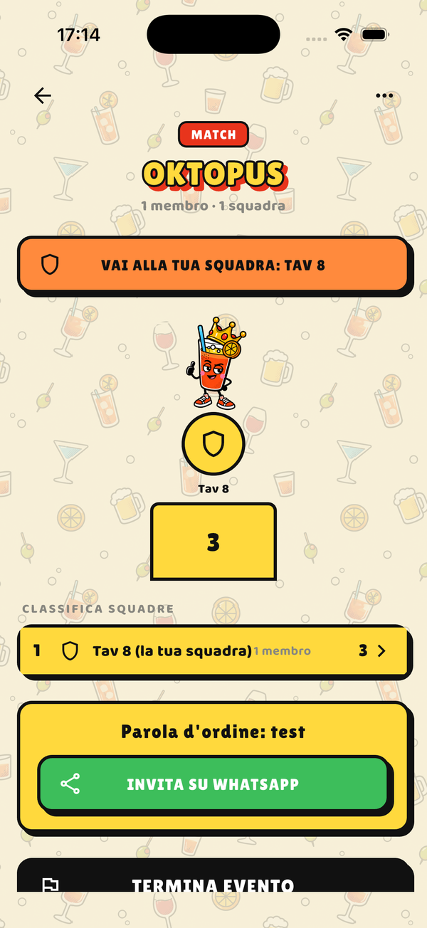 Drinkify team leaderboard